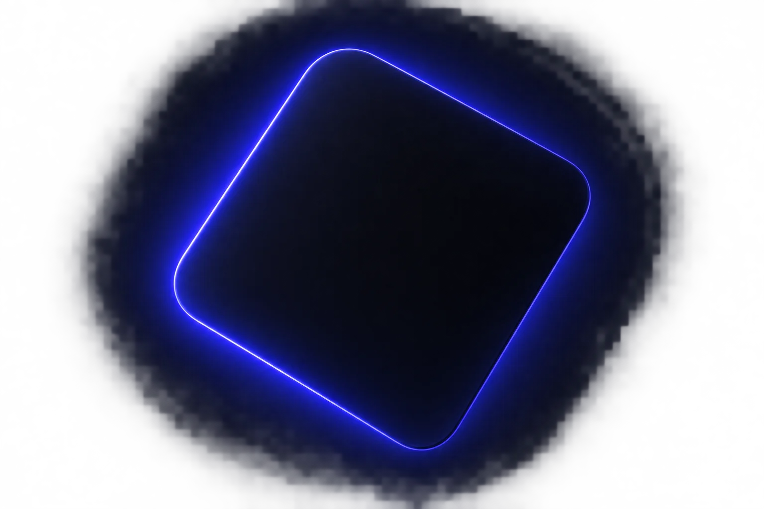 Tilted dark rounded square with a blue-violet glowing edge
